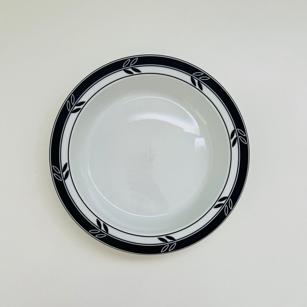 DANSK Bistro Stoneware Allegro Blue Accent Rim Soup / Salad Bowl